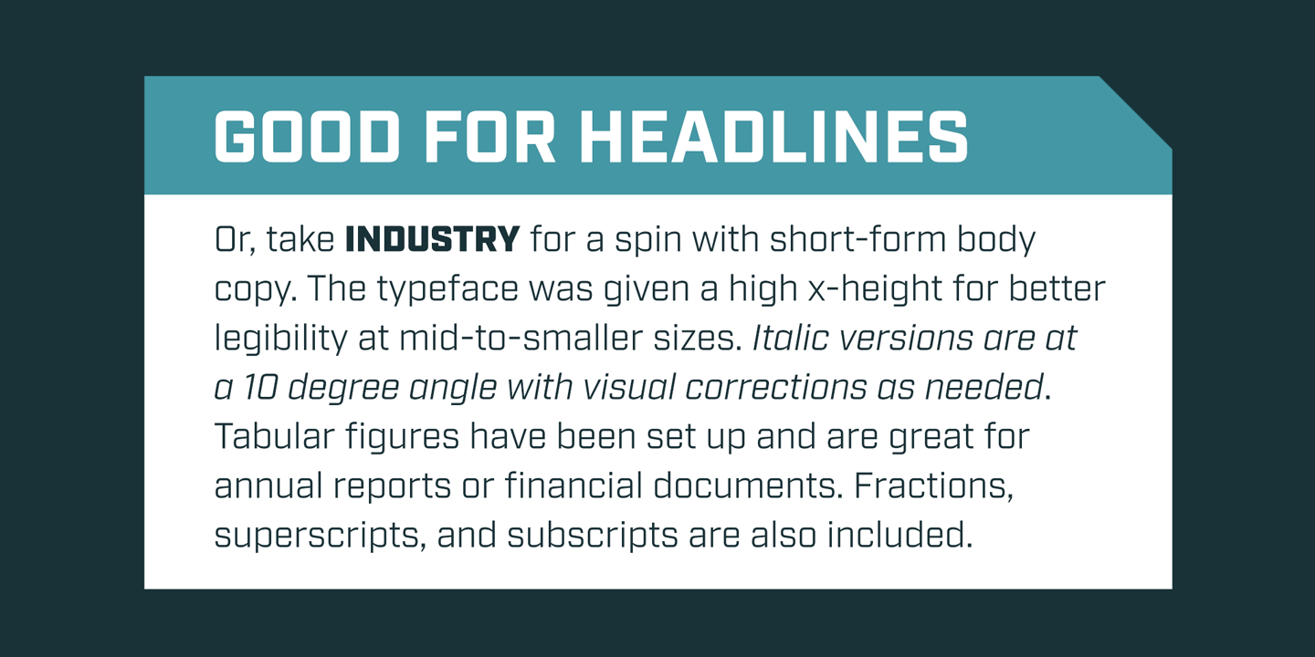 Industry Book Italic Font preview